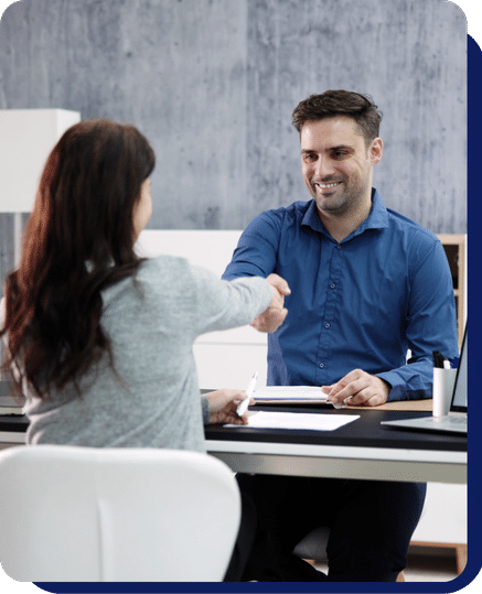 office employee handshake with each other