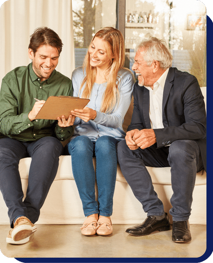 Real estate agent discussing rental details with a couple